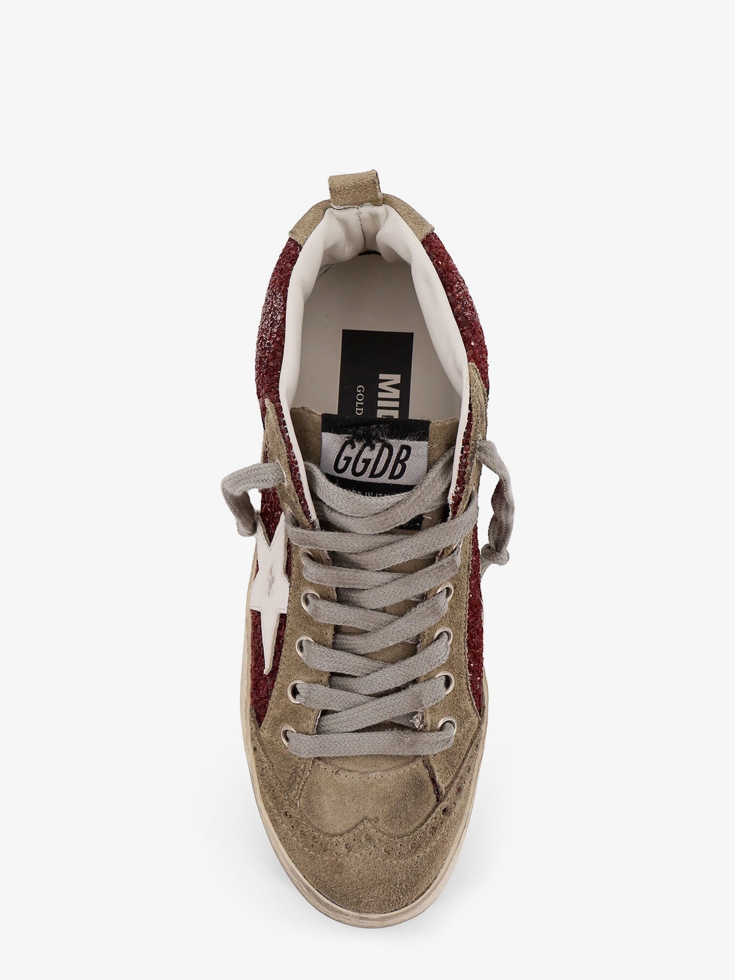 Golden Goose Deluxe Brand Mid Star Classic high-top suede sneakers with glitter inserts