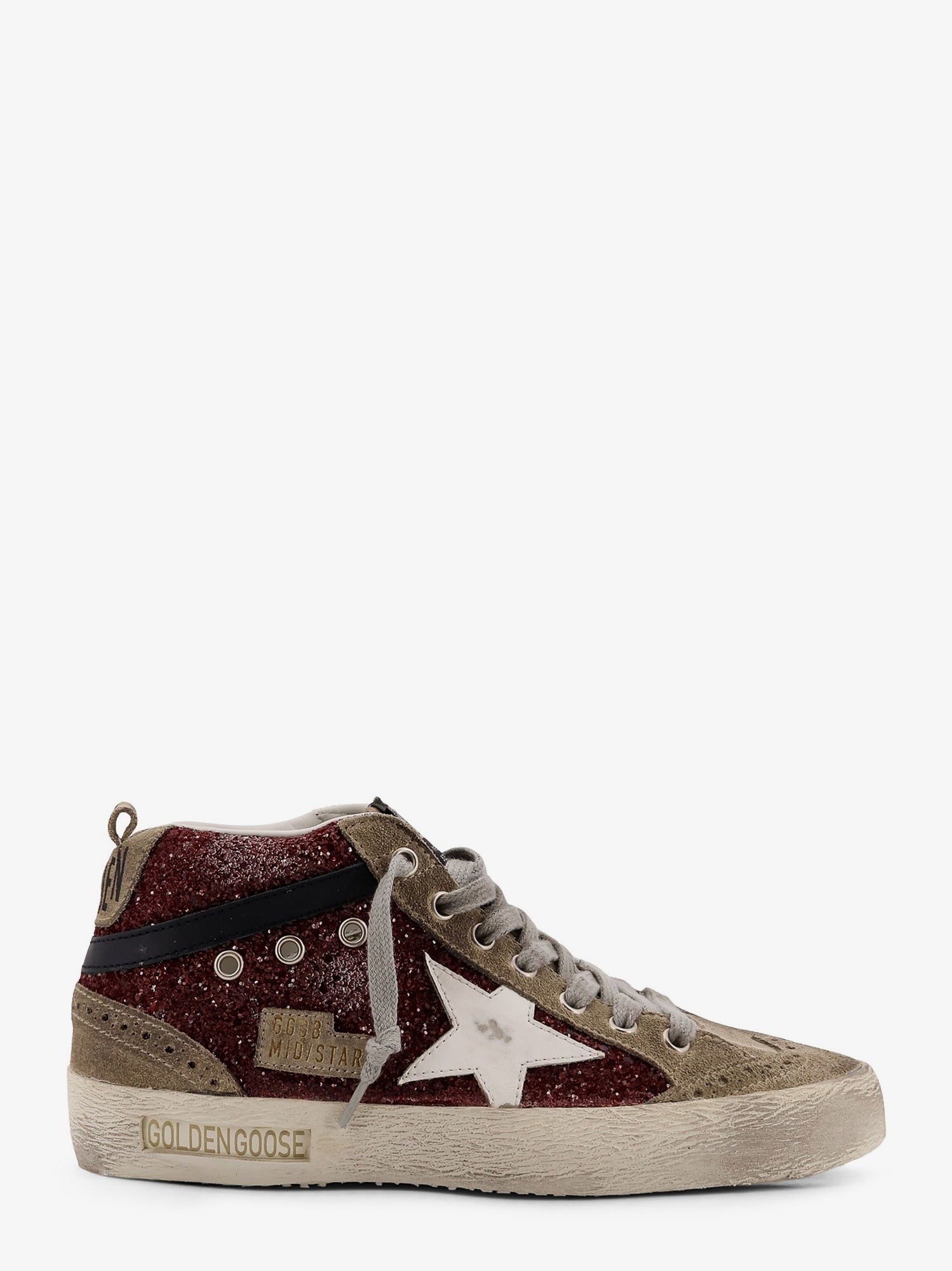 Golden Goose Deluxe Brand Mid Star Classic high-top suede sneakers with glitter inserts