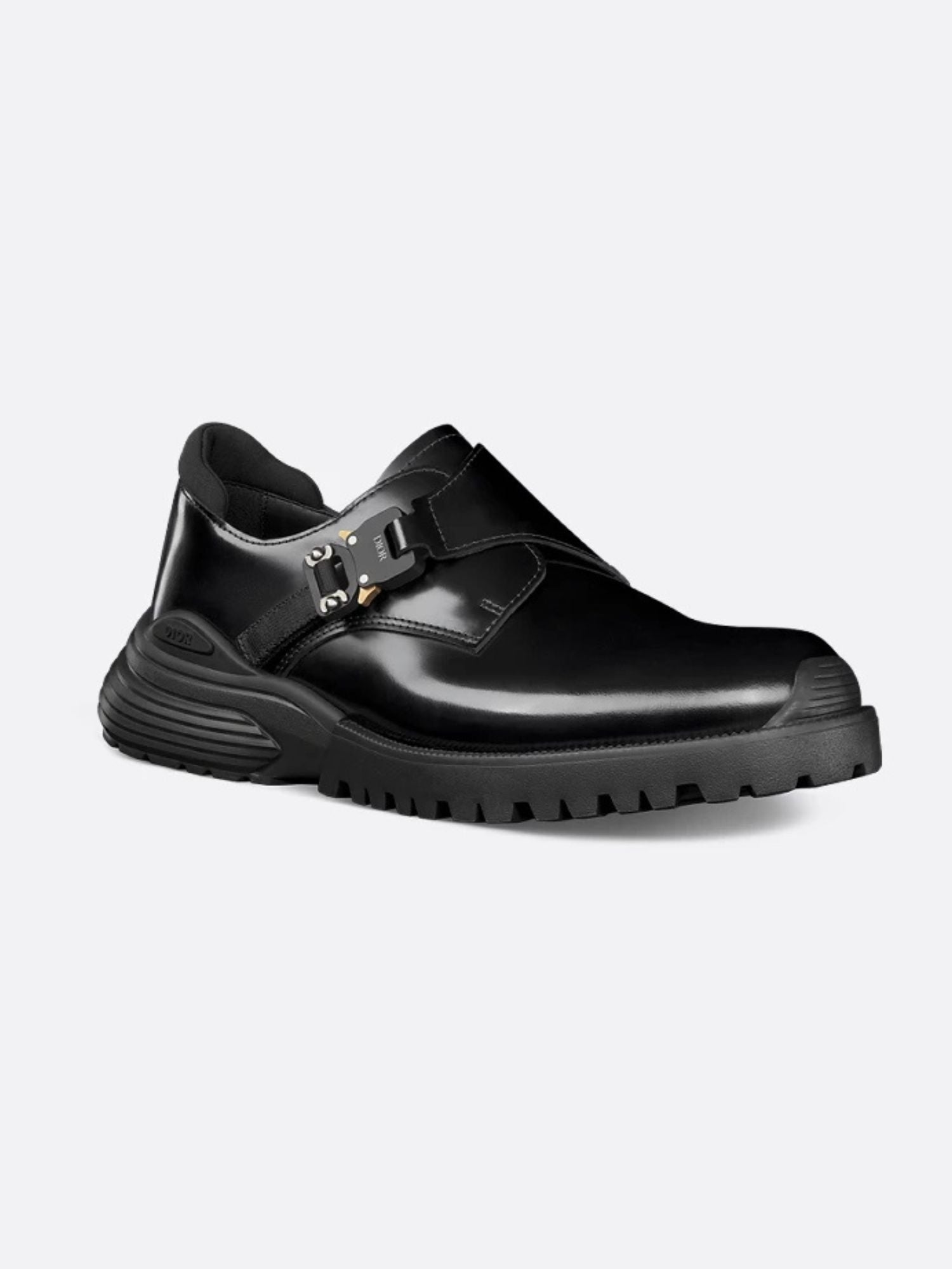 Dior Mocassino derby in pelle con fibbia in alluminio con dettaglio logo