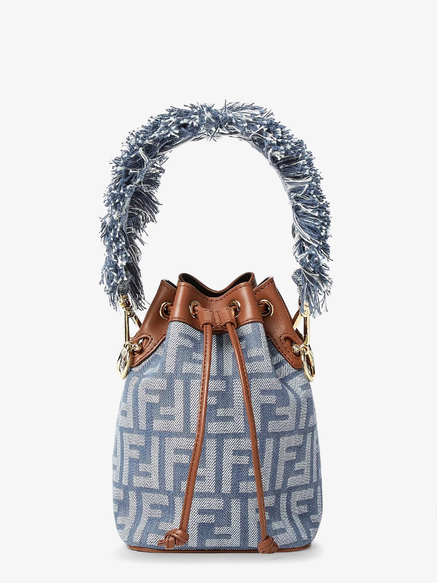Fendi Mon Tresor jacquard FF fabric and leather bucket bag