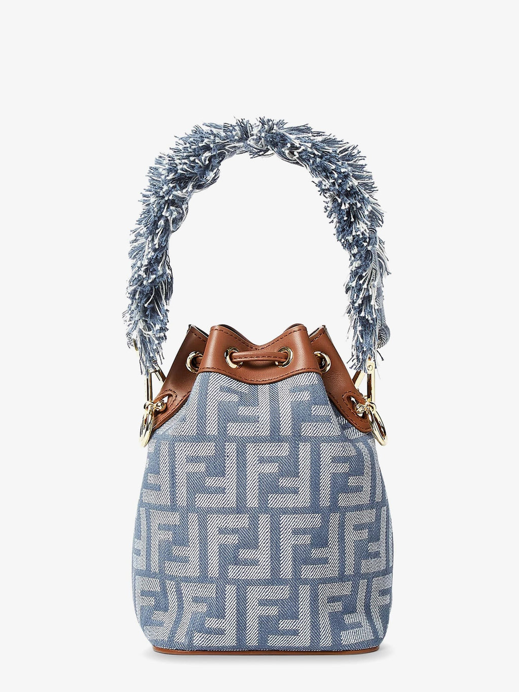 Fendi Mon Tresor jacquard FF fabric and leather bucket bag