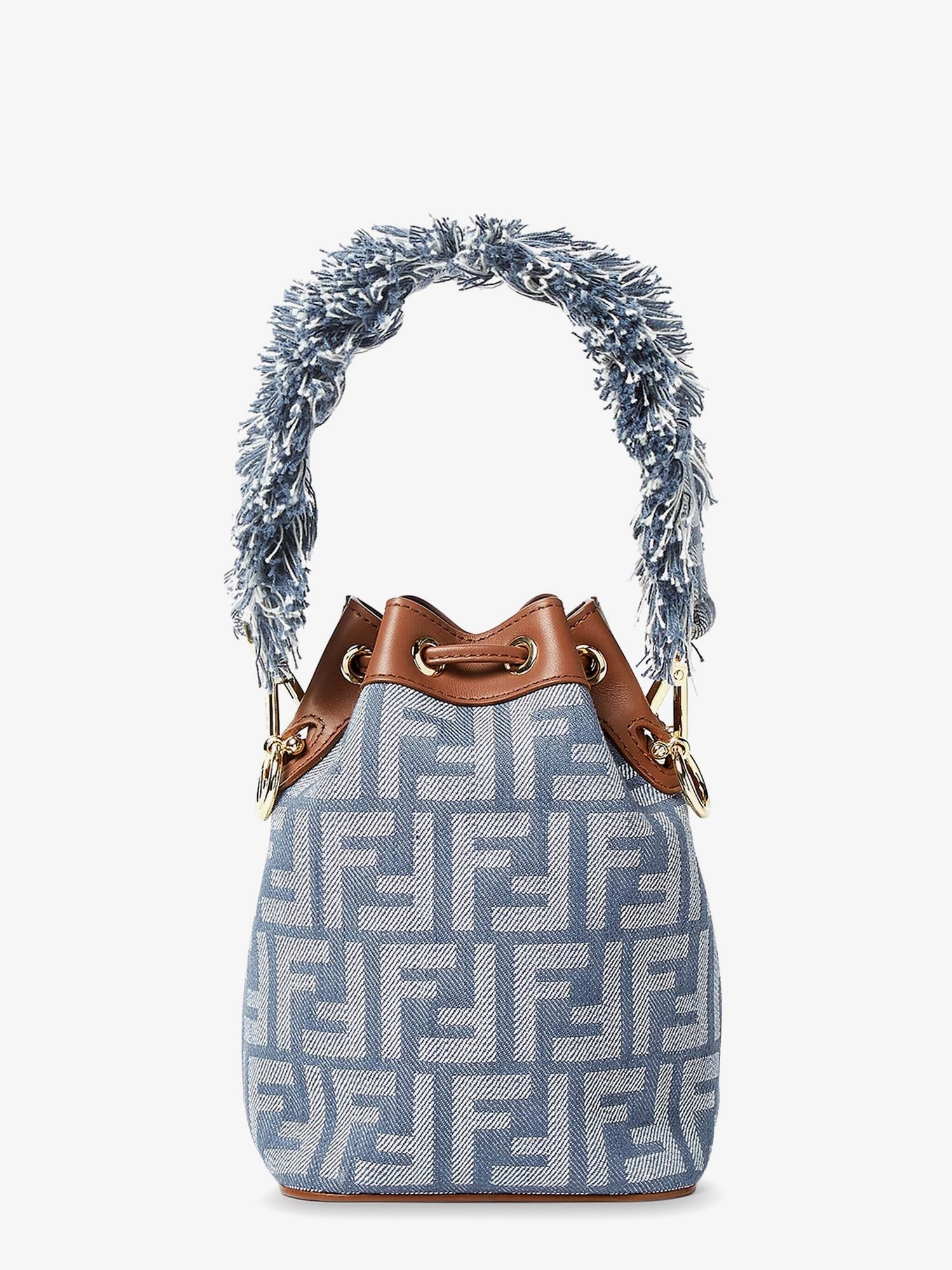 Fendi Mon Tresor jacquard FF fabric and leather bucket bag