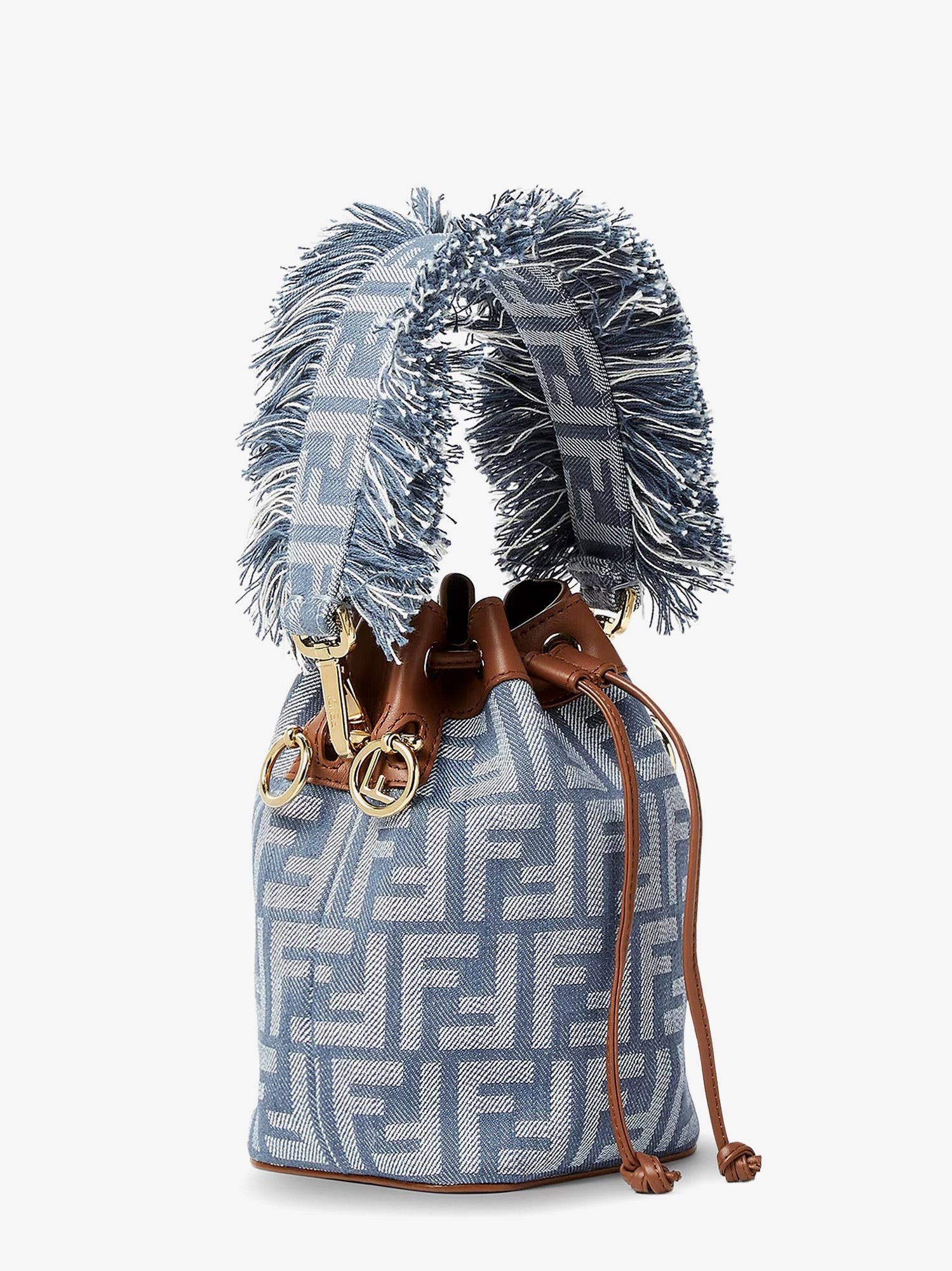 Fendi Mon Tresor jacquard FF fabric and leather bucket bag