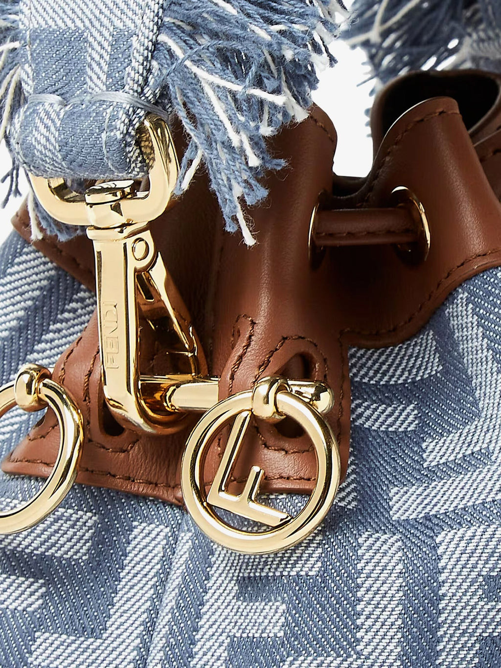 Fendi Mon Tresor jacquard FF fabric and leather bucket bag