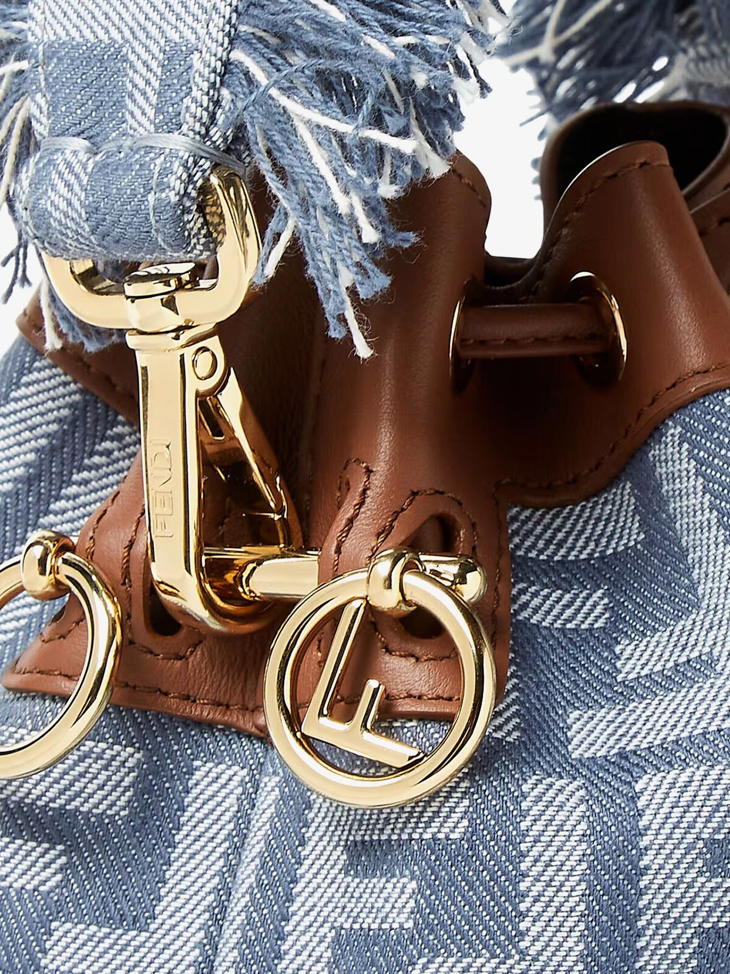 Fendi Mon Tresor jacquard FF fabric and leather bucket bag