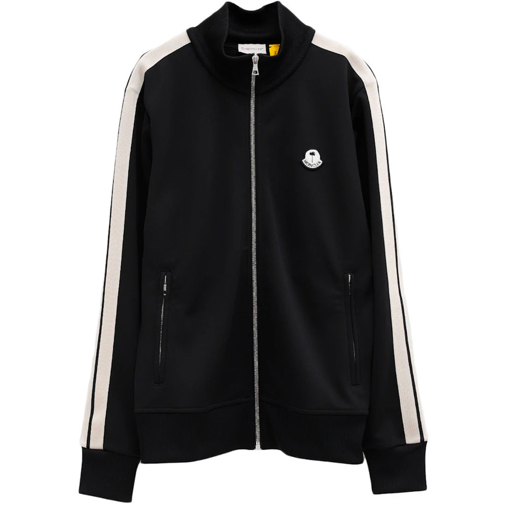 Moncler x Palm Angels black polyester track jacket sweatshirt front view
