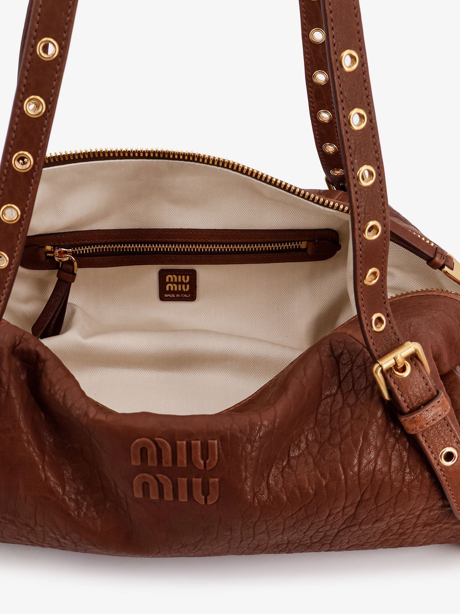 Miu Miu Nappa leather bag with embossed Logo Lettering