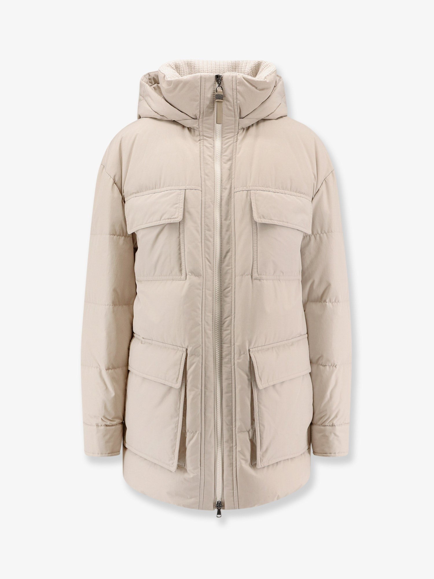 Brunello Cucinelli Chaqueta de plumón con capucha de nailon y algodón