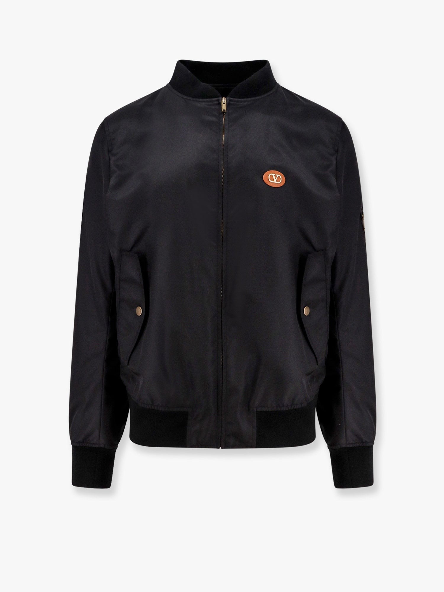 Valentino Nylon-Bomberjacke mit Lederpatch und VLogo-Detail