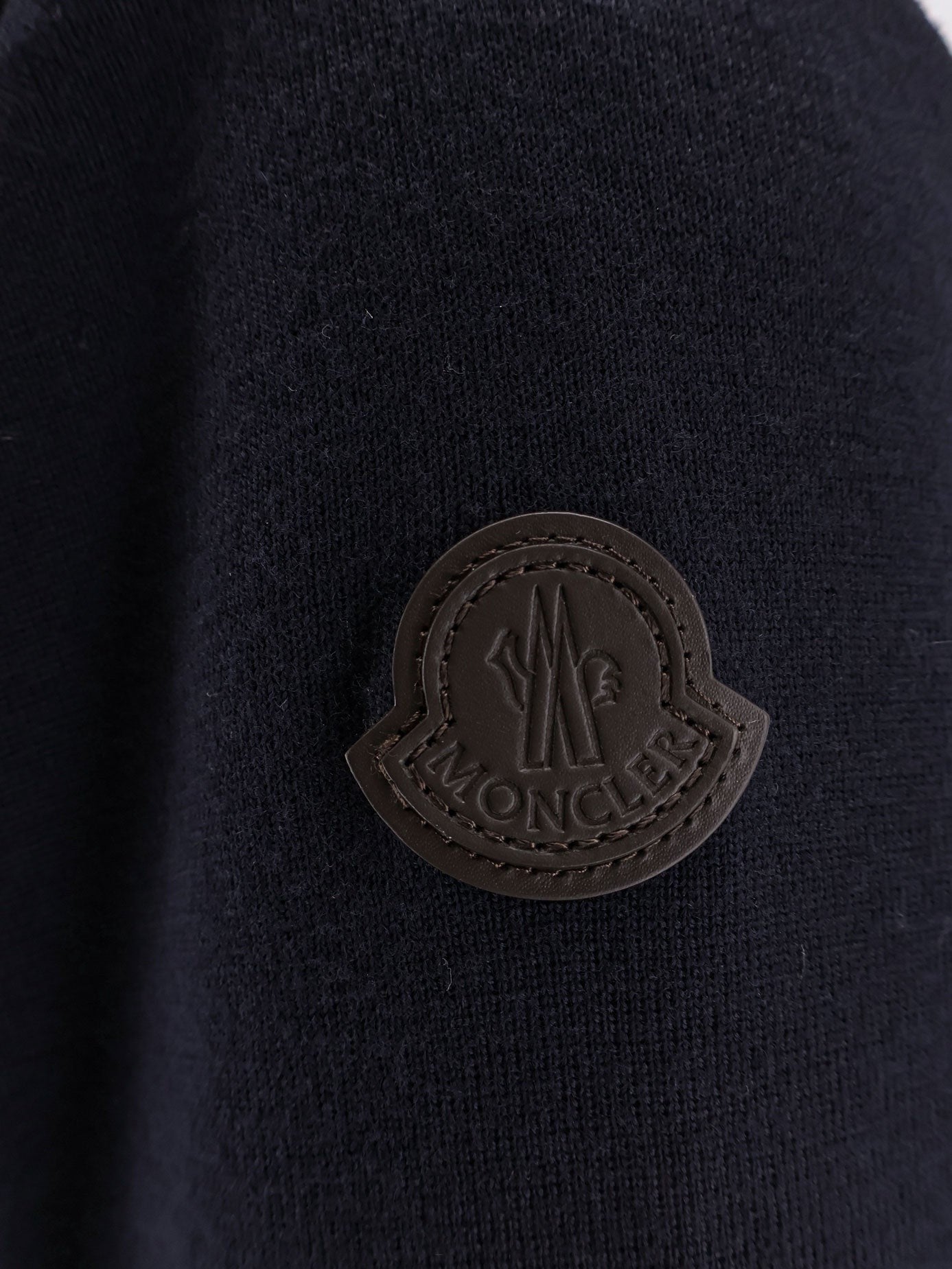 Moncler Nylon down jacket with wool sleeves