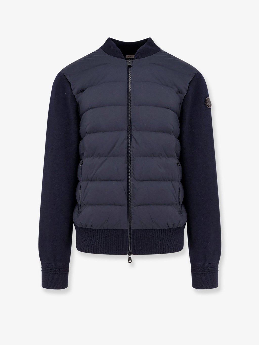 Moncler Nylon down jacket with wool sleeves