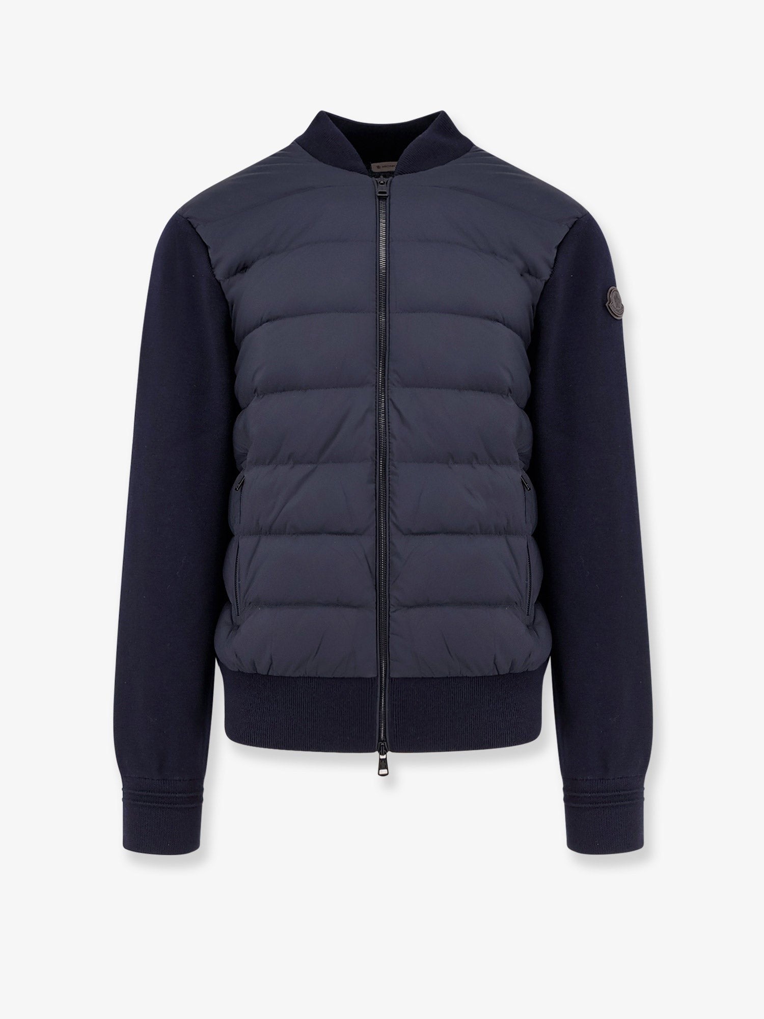 Moncler Nylon down jacket with wool sleeves