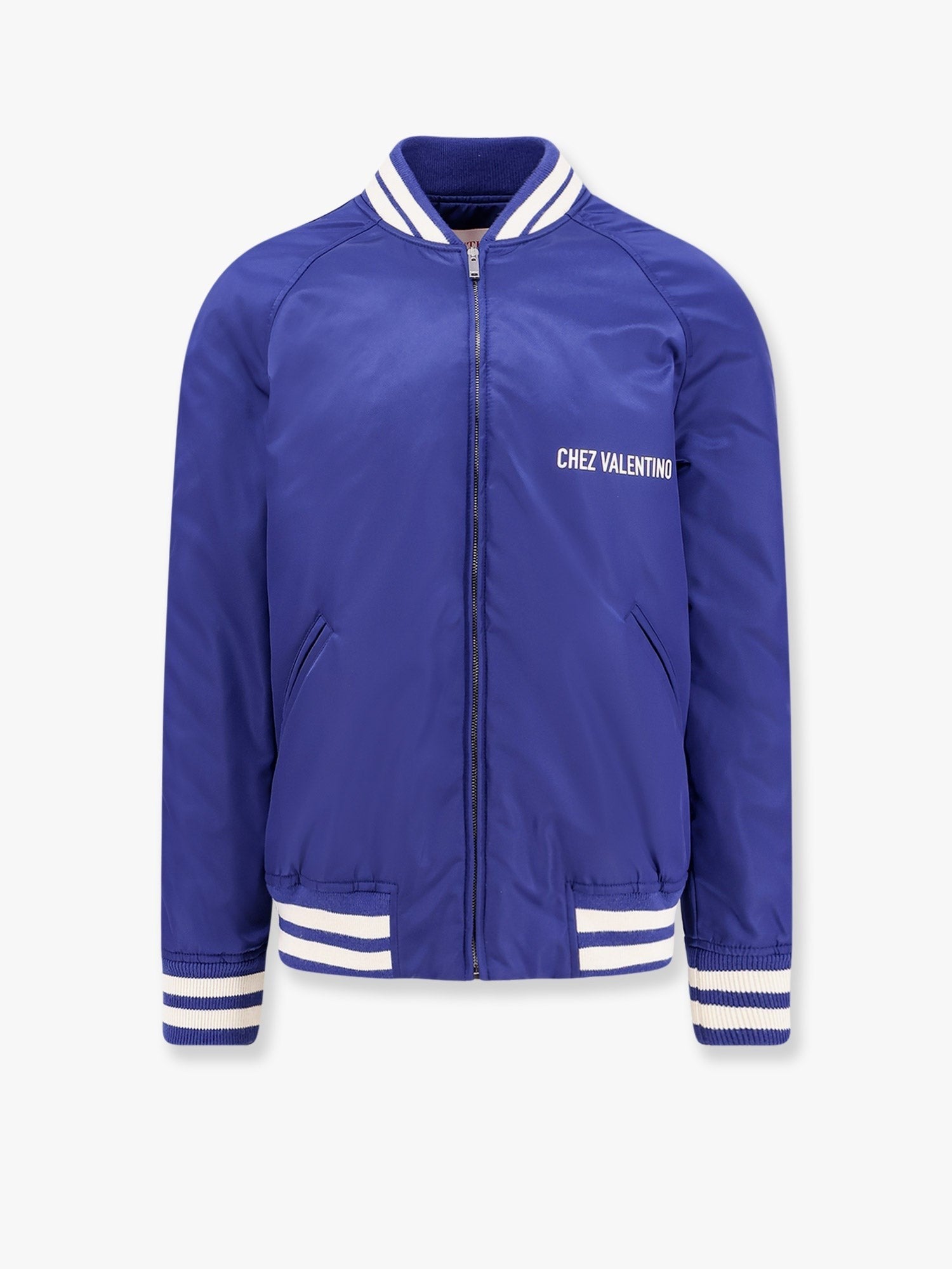 Valentino Nylonjacke mit Chez Valentino Print vorne und hinten