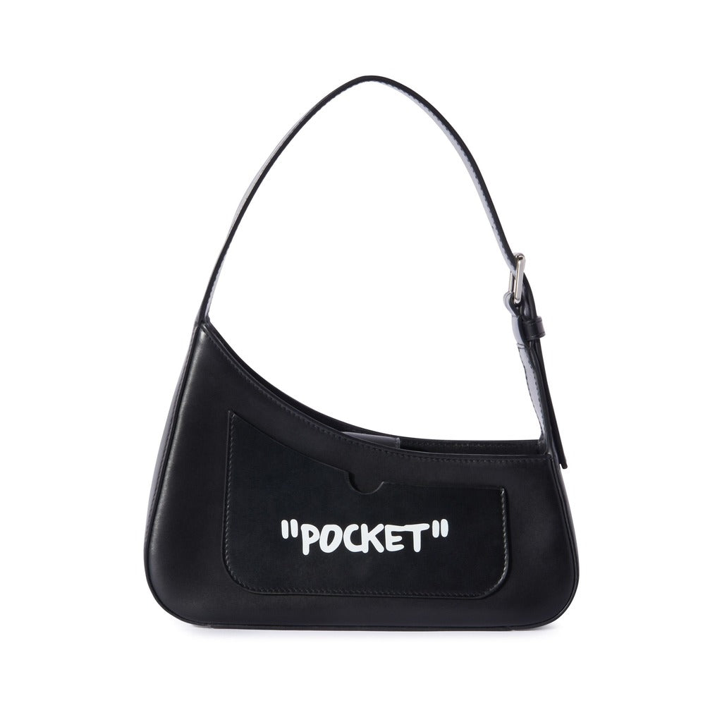 Back view of the Off-White black leather Jitney shoulder bag