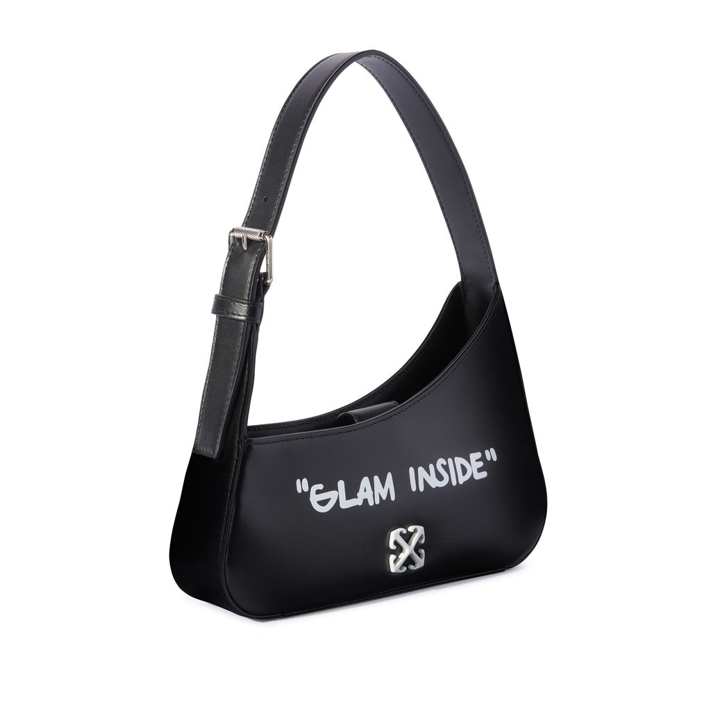 Angled view of the black leather Off-White Jitney shoulder handbag

