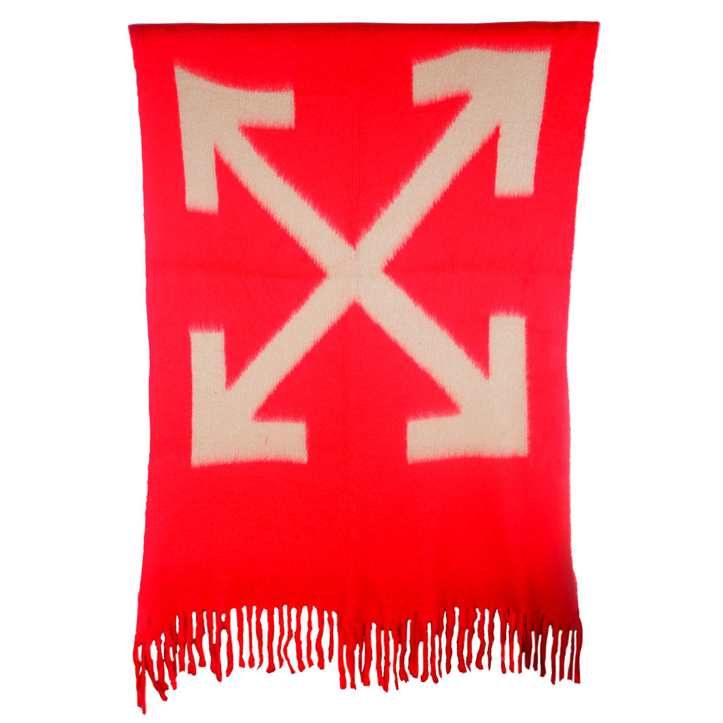 Off-White orange wool and mohair blend blanket, full view