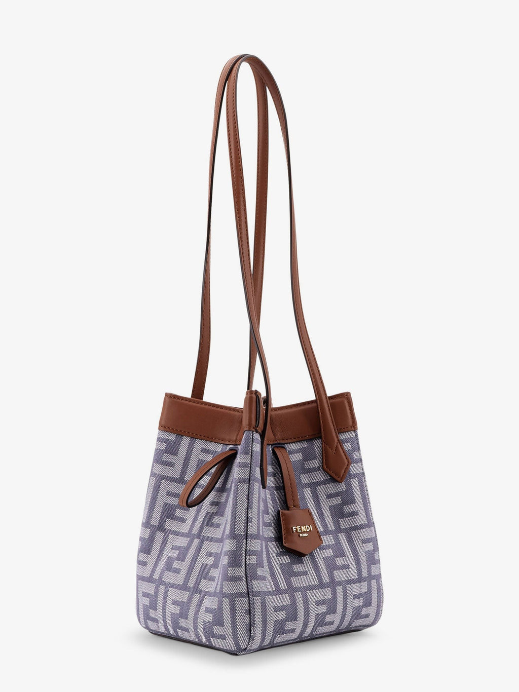 Fendi Origami mini FF žakardinio audinio ir odos rankinė per petį