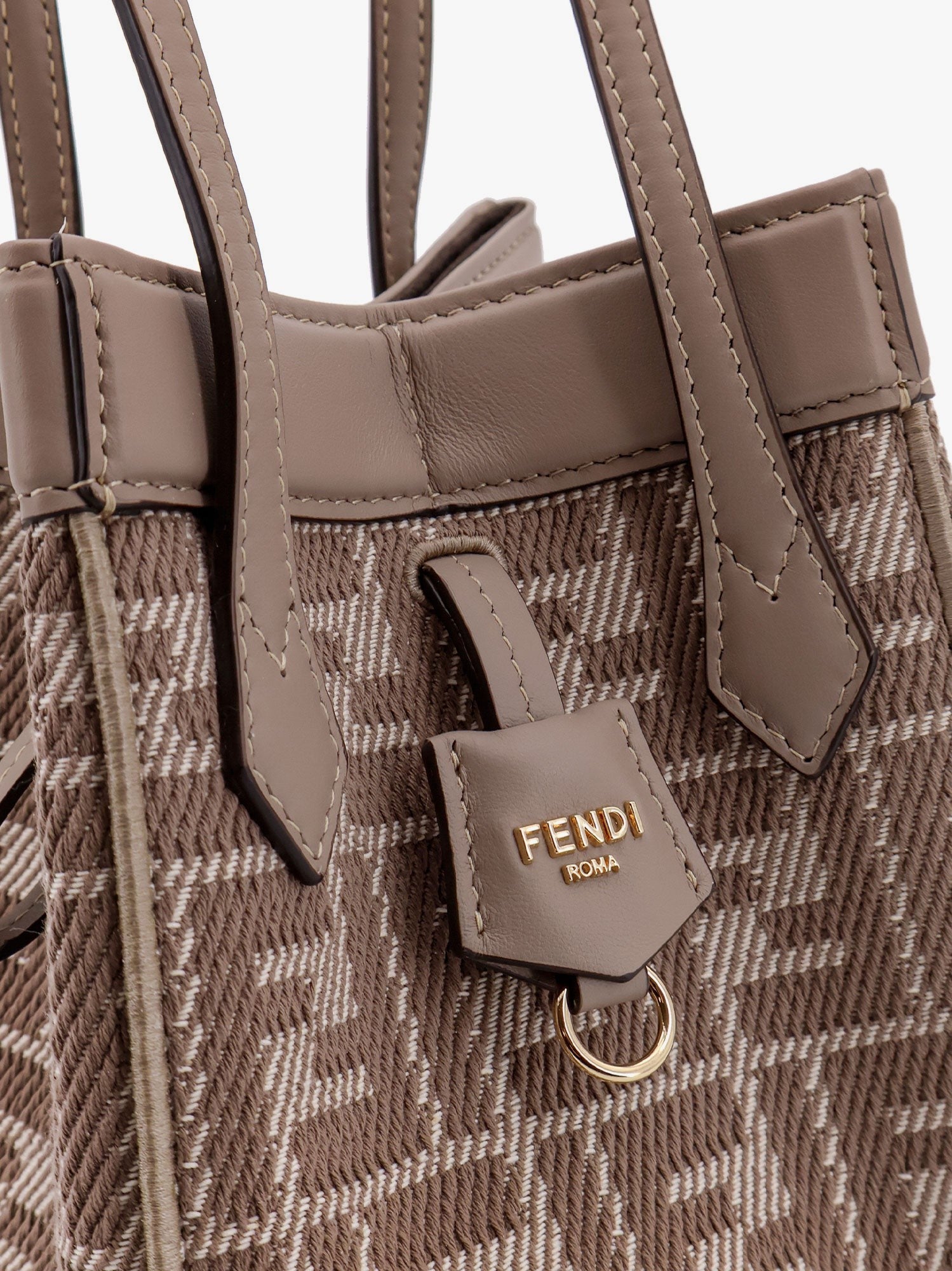 Fendi Origami Mini leather and denim-effect FF jacquard transformable mini-bag