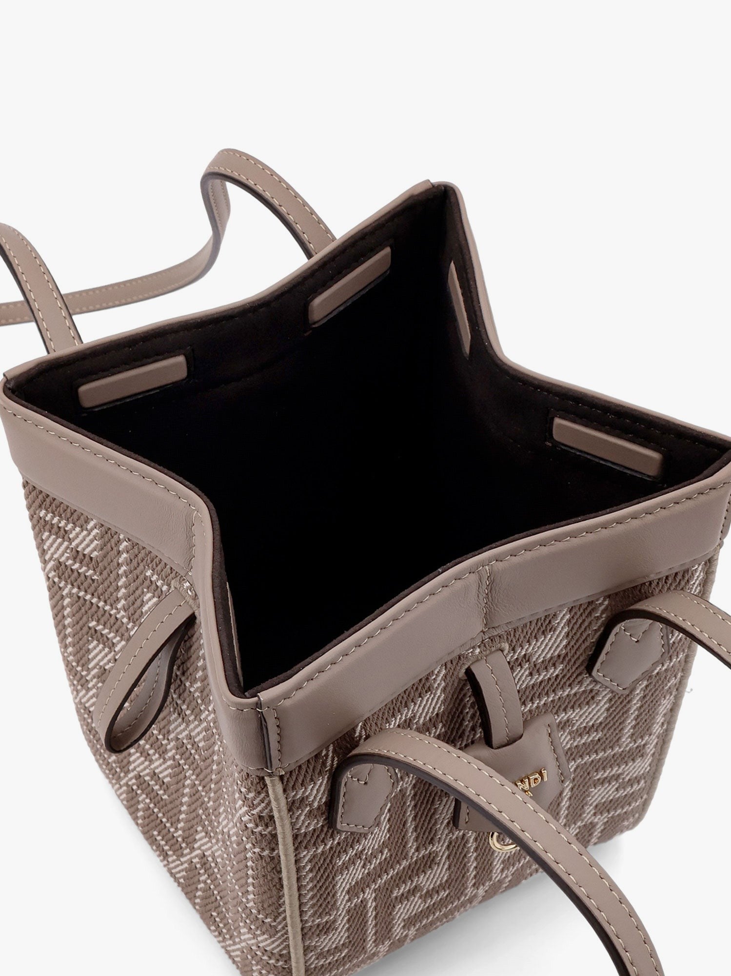 Fendi Origami Mini leather and denim-effect FF jacquard transformable mini-bag