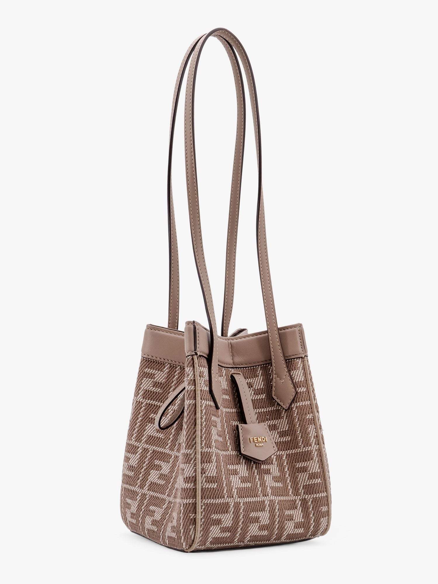 Fendi Origami Mini leather and denim-effect FF jacquard transformable mini-bag