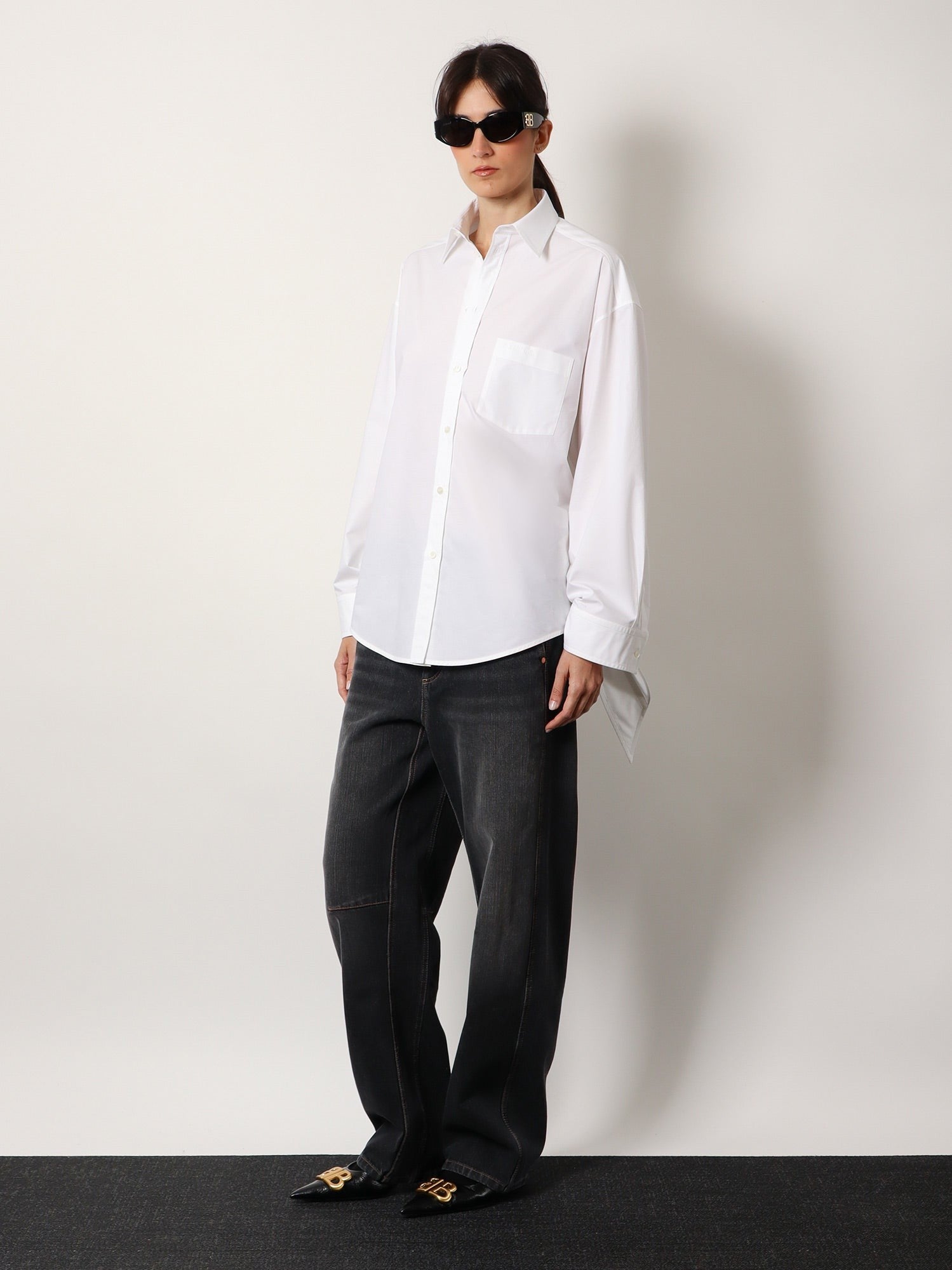 Balenciaga Oversize cotton shirt with knotted details