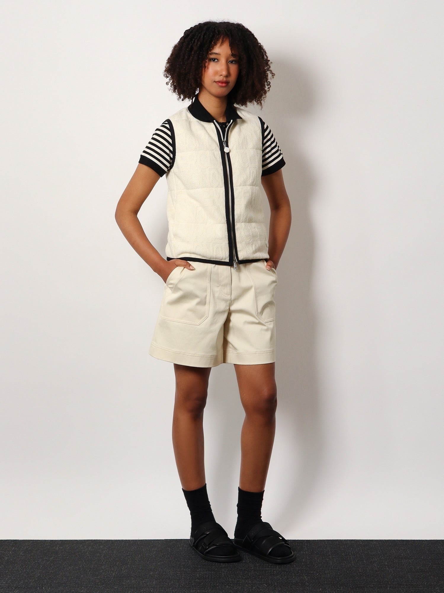 Moncler Padded cotton blend vest with all-over logo
