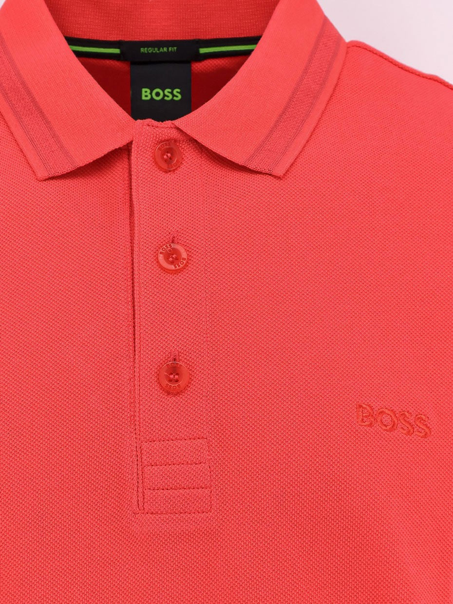 Boss Polo en coton avec profils brodés