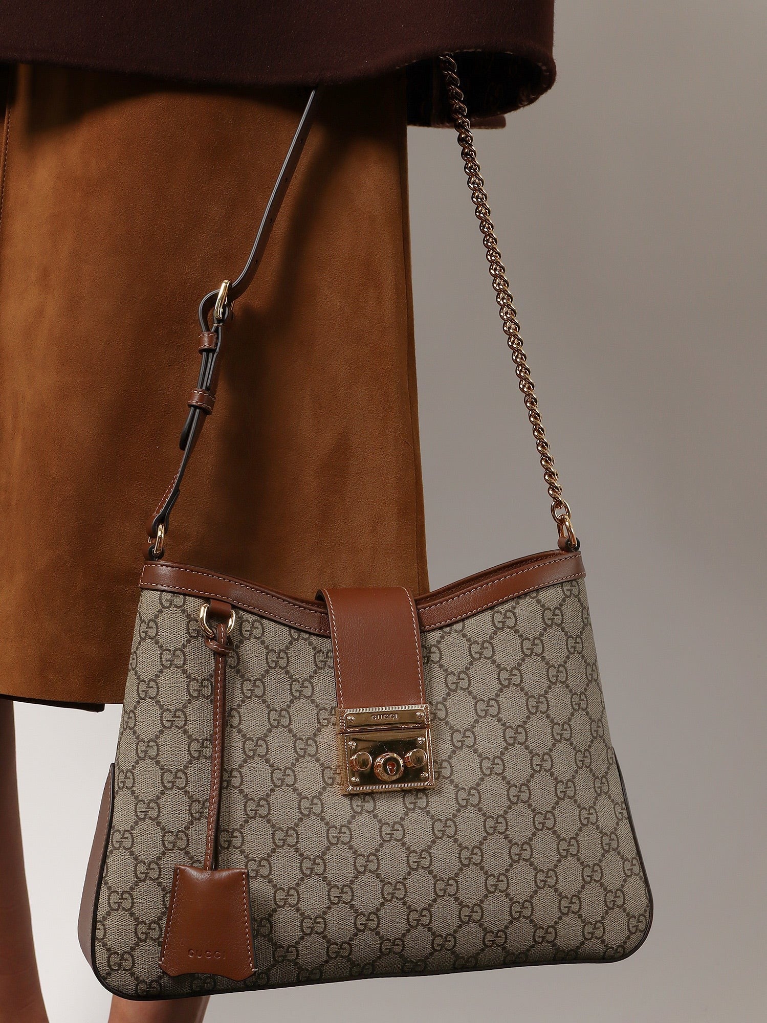 Gucci Padlock Supreme GG fabric and leather shoulder bag