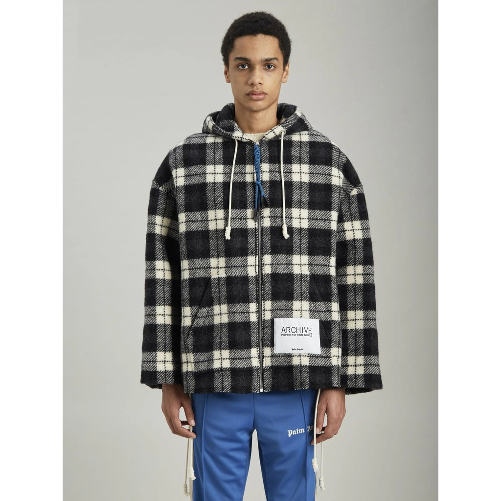 Palm Angels check hooded jacket highlighting Italian craftsmanship
