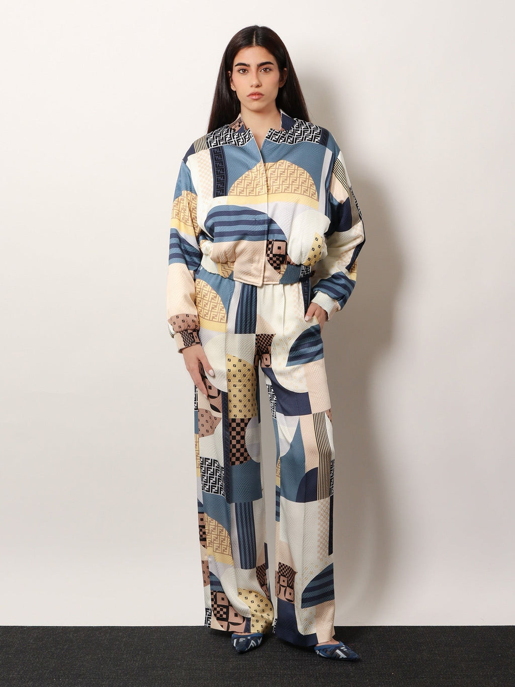 Fendi Patchwork silk trousers