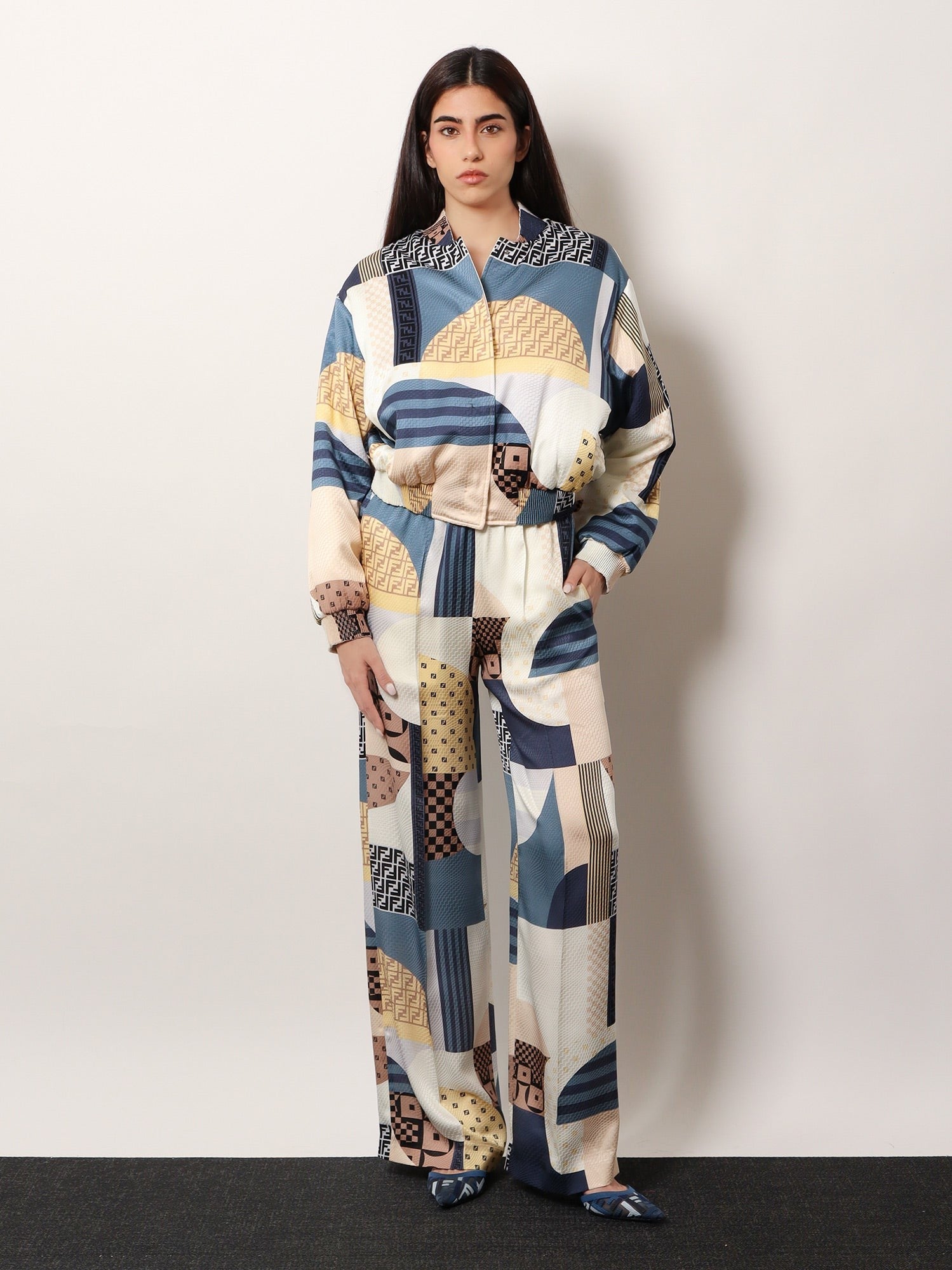 Fendi Patchwork silk trousers