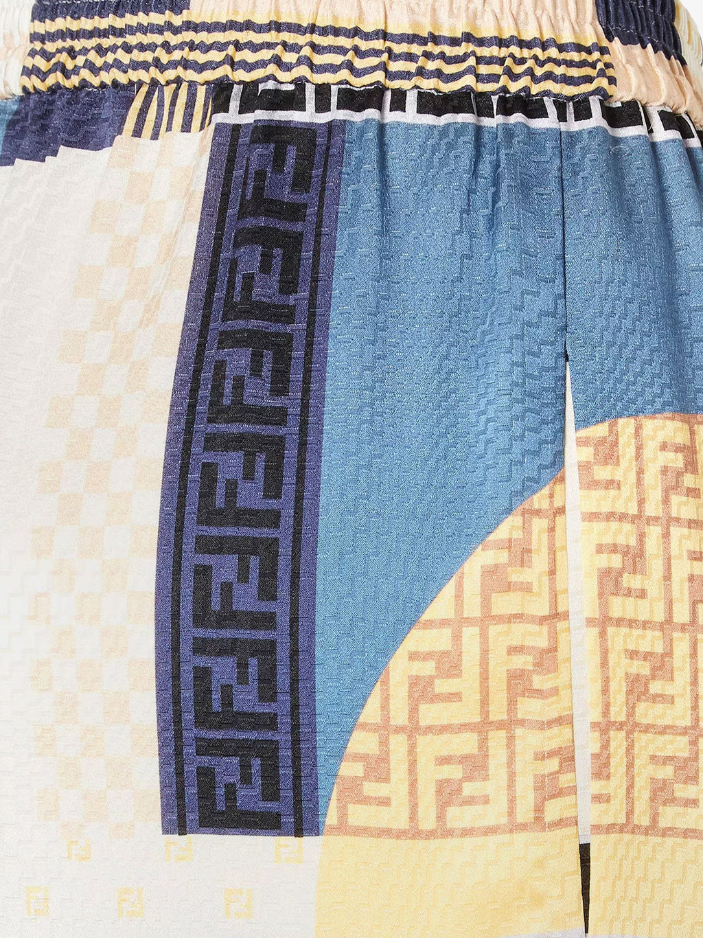 Fendi Patchwork silk trousers