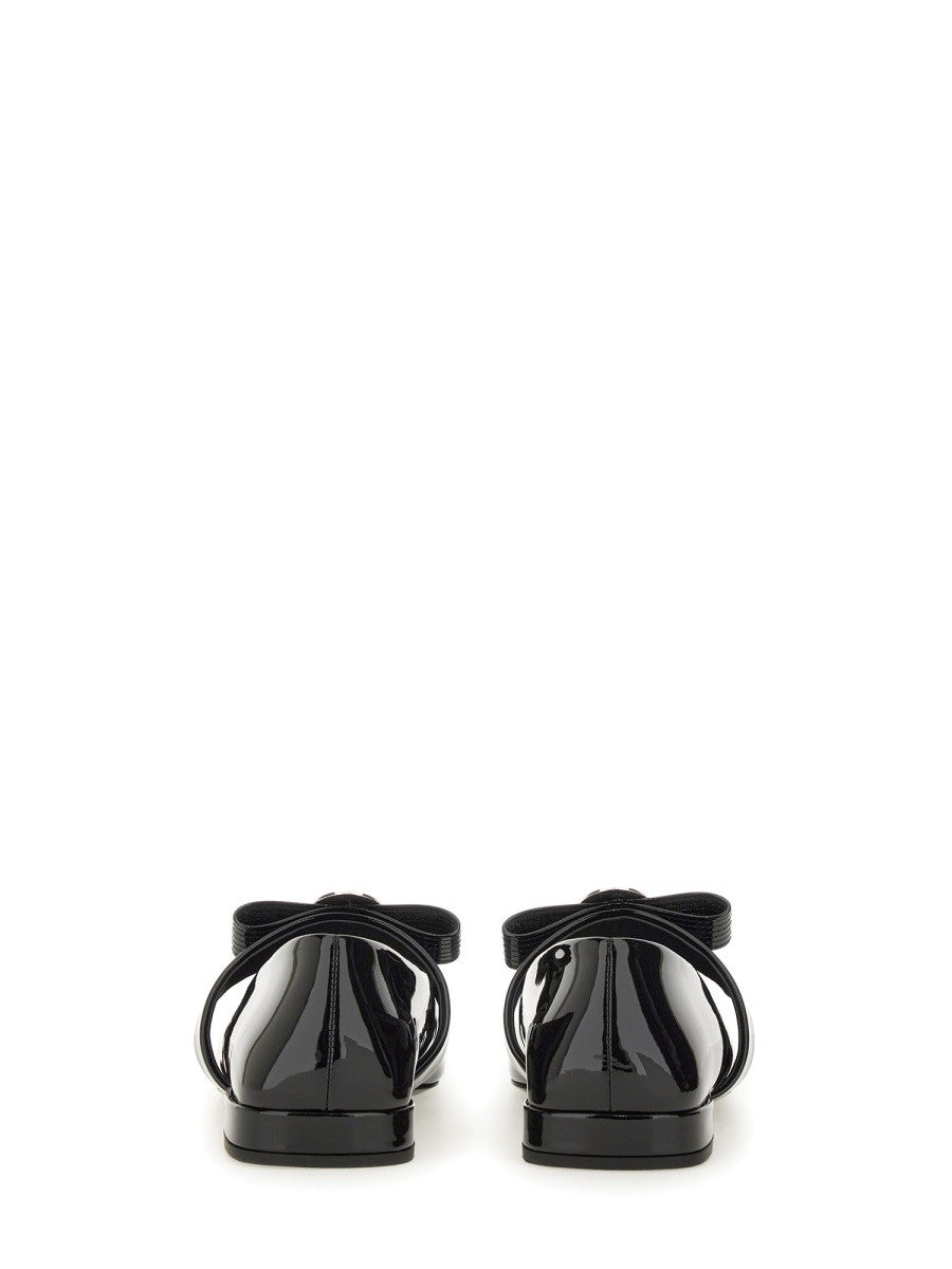 Versace LAKIEROWANE BALERINY "GIANNI RIBBON"
