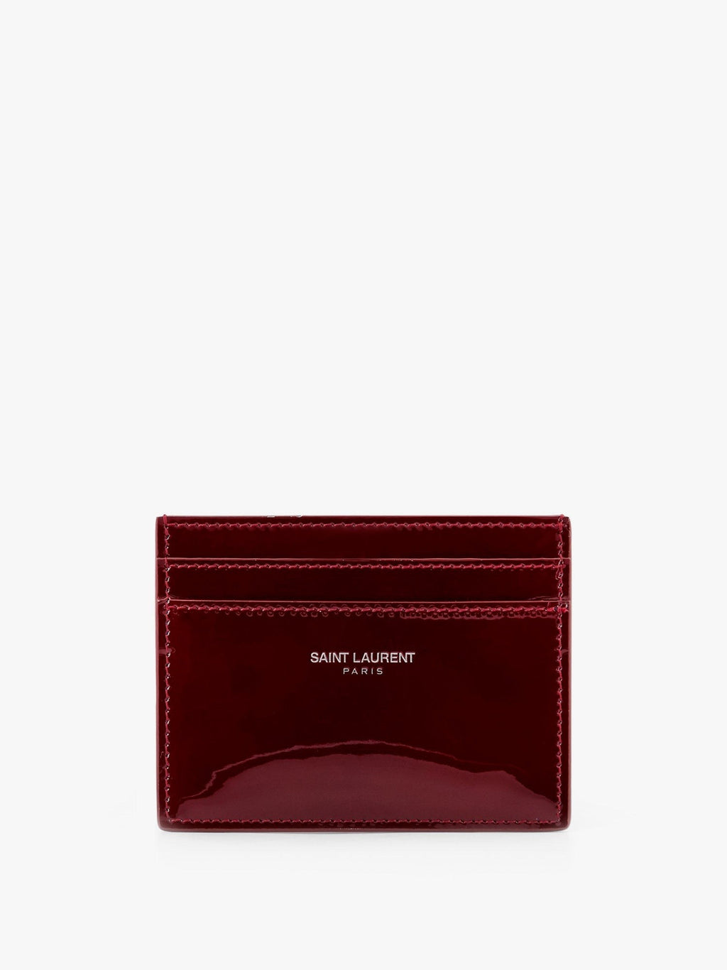 Saint Laurent Porte-cartes en cuir verni avec logo gravé sur le devant