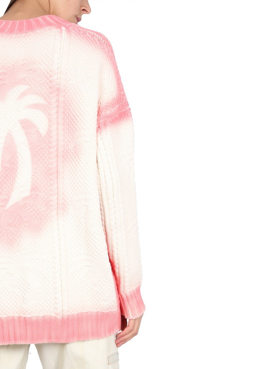 Palm Angels PATENT LEATHER EFFECT PALM KARDIGAN