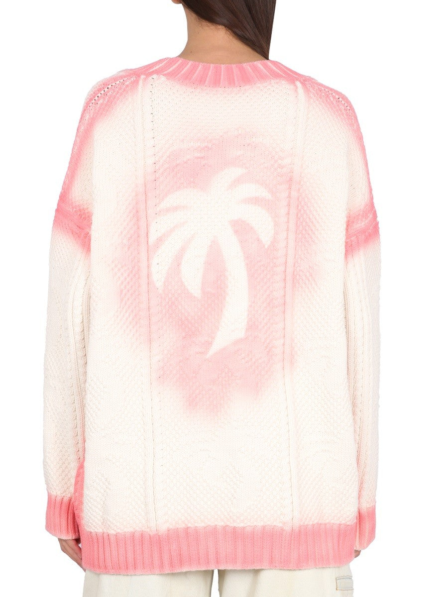 Palm Angels PATENT LEATHER EFFECT PALM KARDIGAN