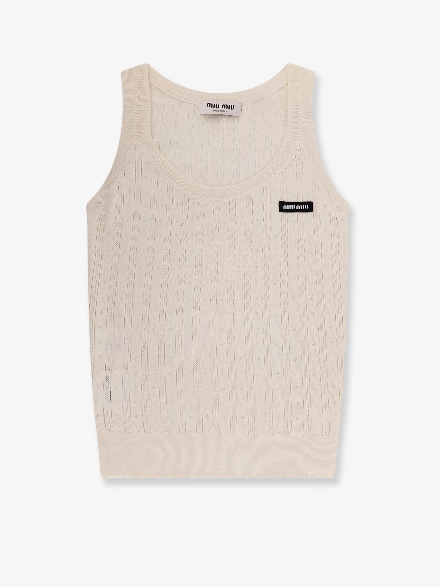 Tシャツ・カットソー MIU MIU Perforated cachemire and silk top Miu Miu Perforated cachemire and silk top | White – MoonFits