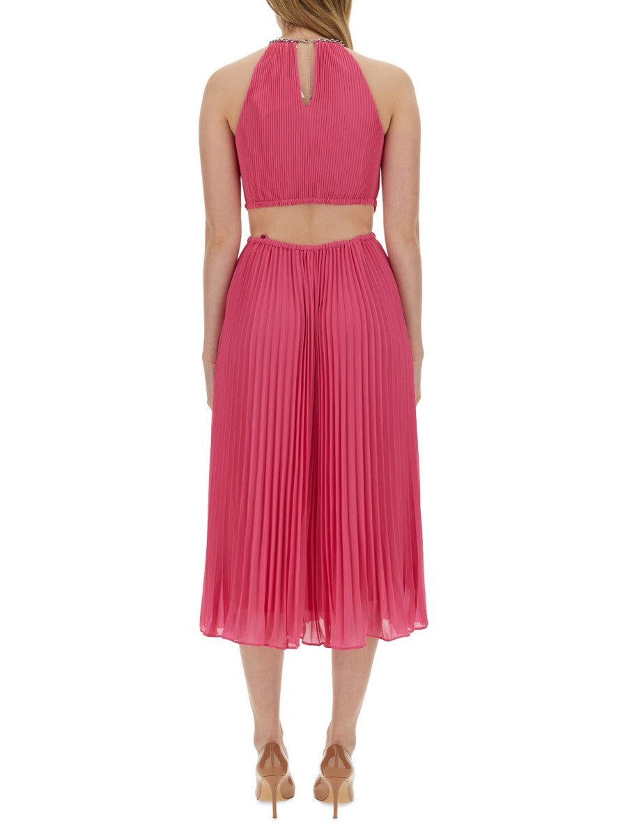 Michael By Michael Kors PLEATED GEORGETTE DRESS WITH CUT-OUT DETAILS