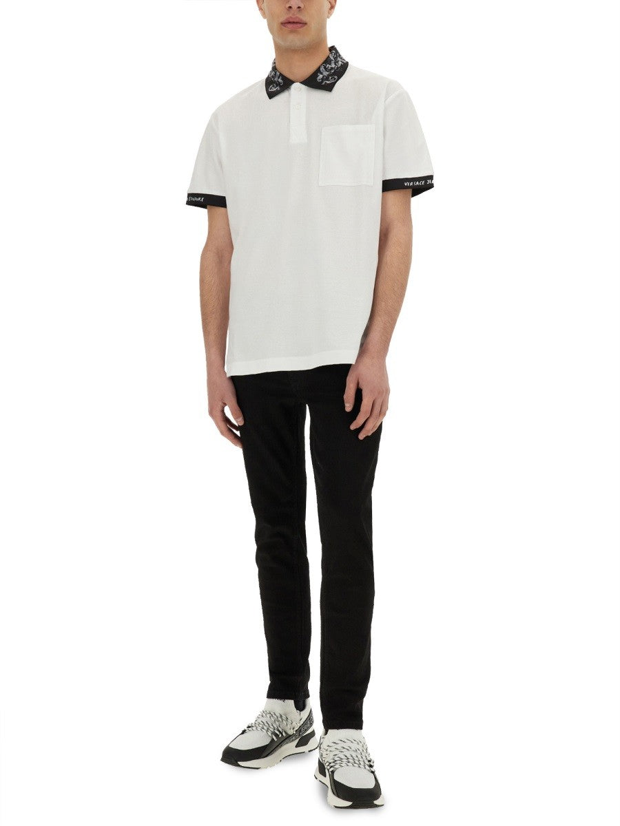 Versace Jeans Couture POLO SHIRT WITH BAROQUE OUTLINE COLLAR