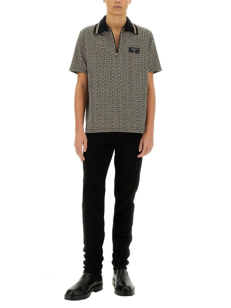 Balmain POLOSHIRT MIT MONOGRAMM