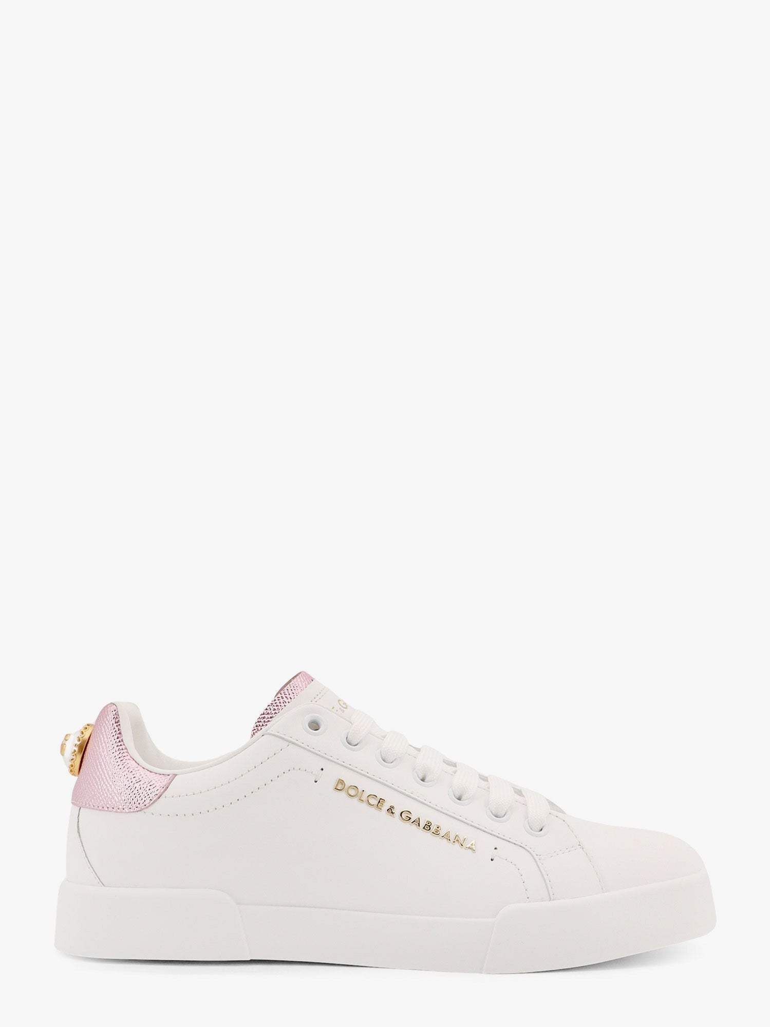 Dolce & Gabbana Portofino Leder-Low-Top-Sneaker mit seitlichem Schriftzug-Logo