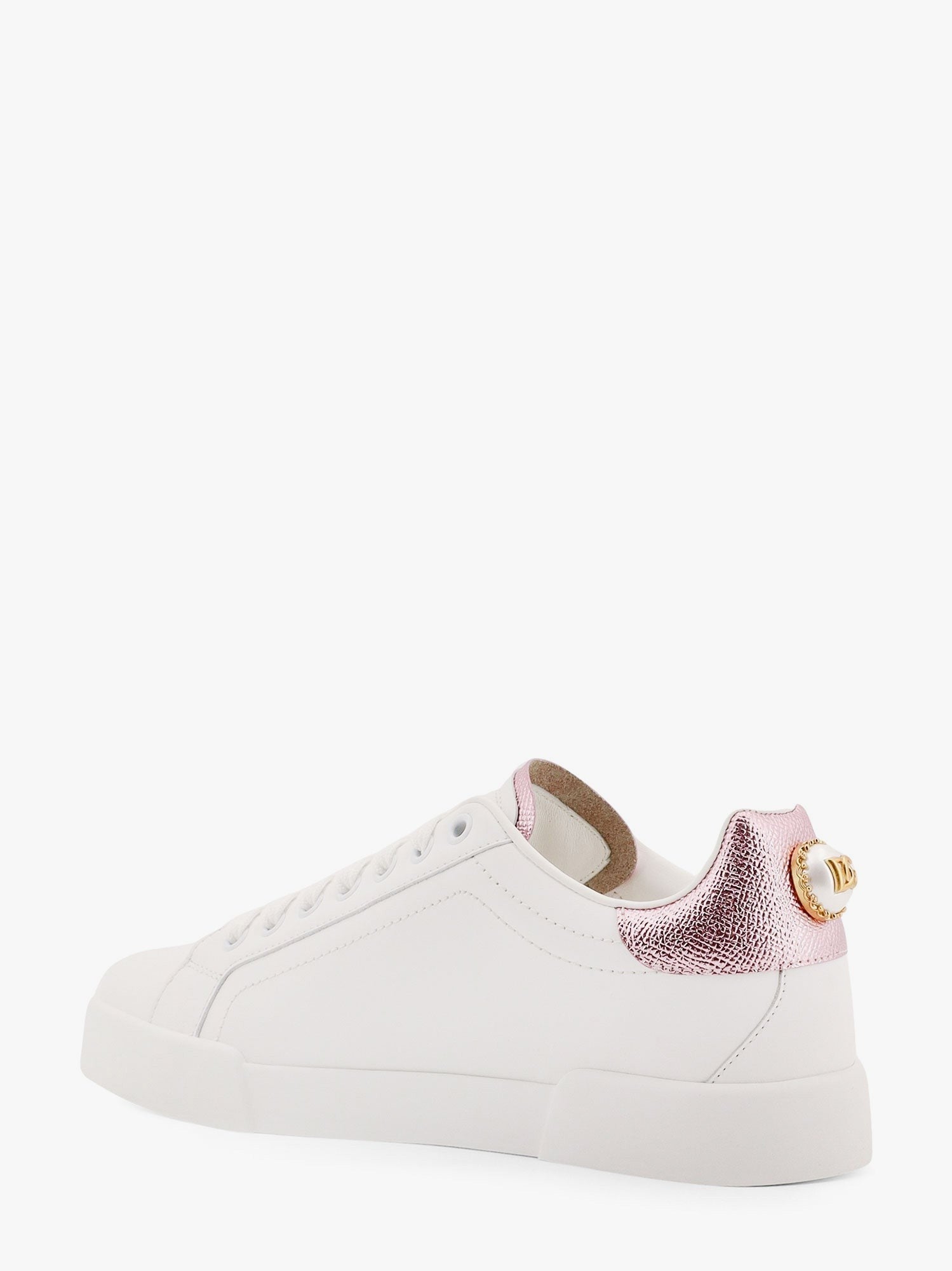 Dolce & Gabbana Portofino Leder-Low-Top-Sneaker mit seitlichem Schriftzug-Logo