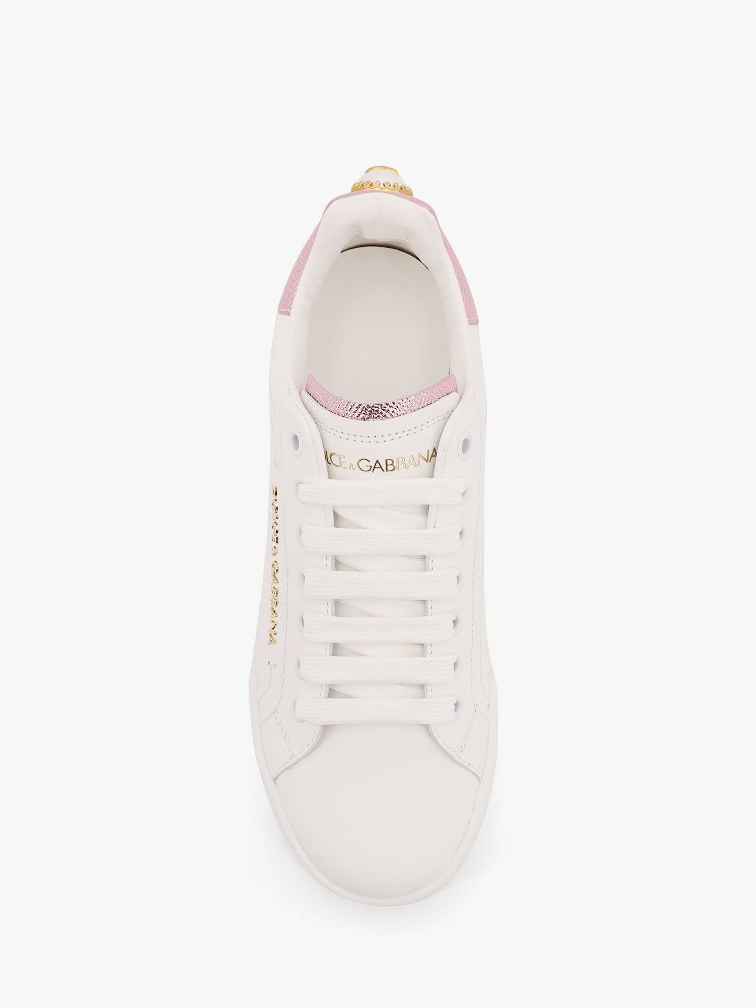 Dolce & Gabbana Portofino Leder-Low-Top-Sneaker mit seitlichem Schriftzug-Logo
