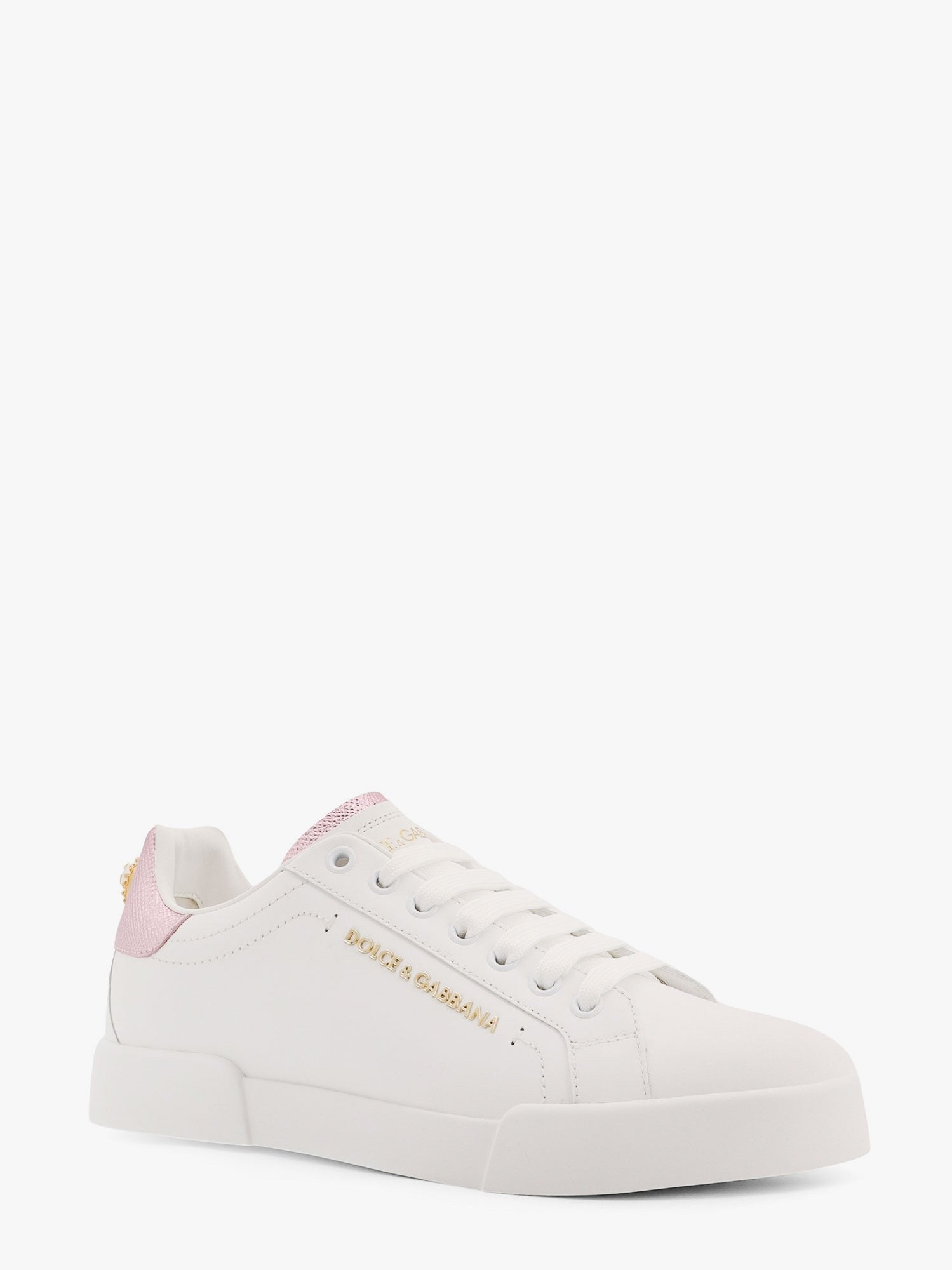 Dolce & Gabbana Portofino Leder-Low-Top-Sneaker mit seitlichem Schriftzug-Logo