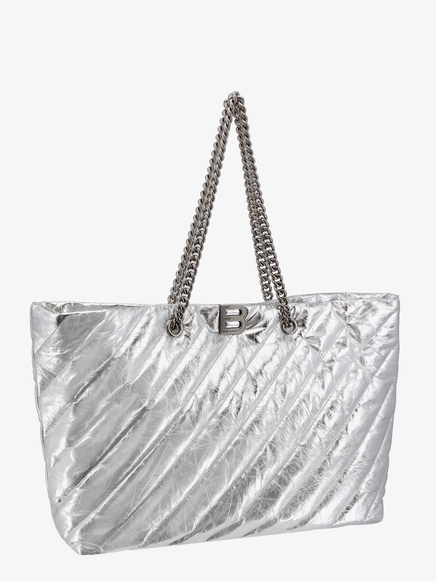 Balenciaga Vattert skulderremveske i skinn med frontmonogram