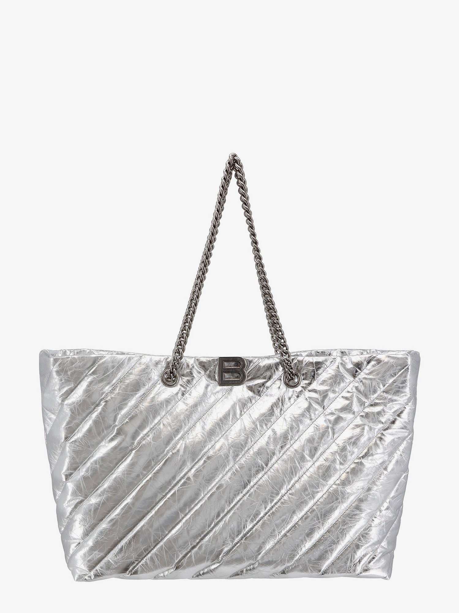 Balenciaga Vattert skulderremveske i skinn med frontmonogram