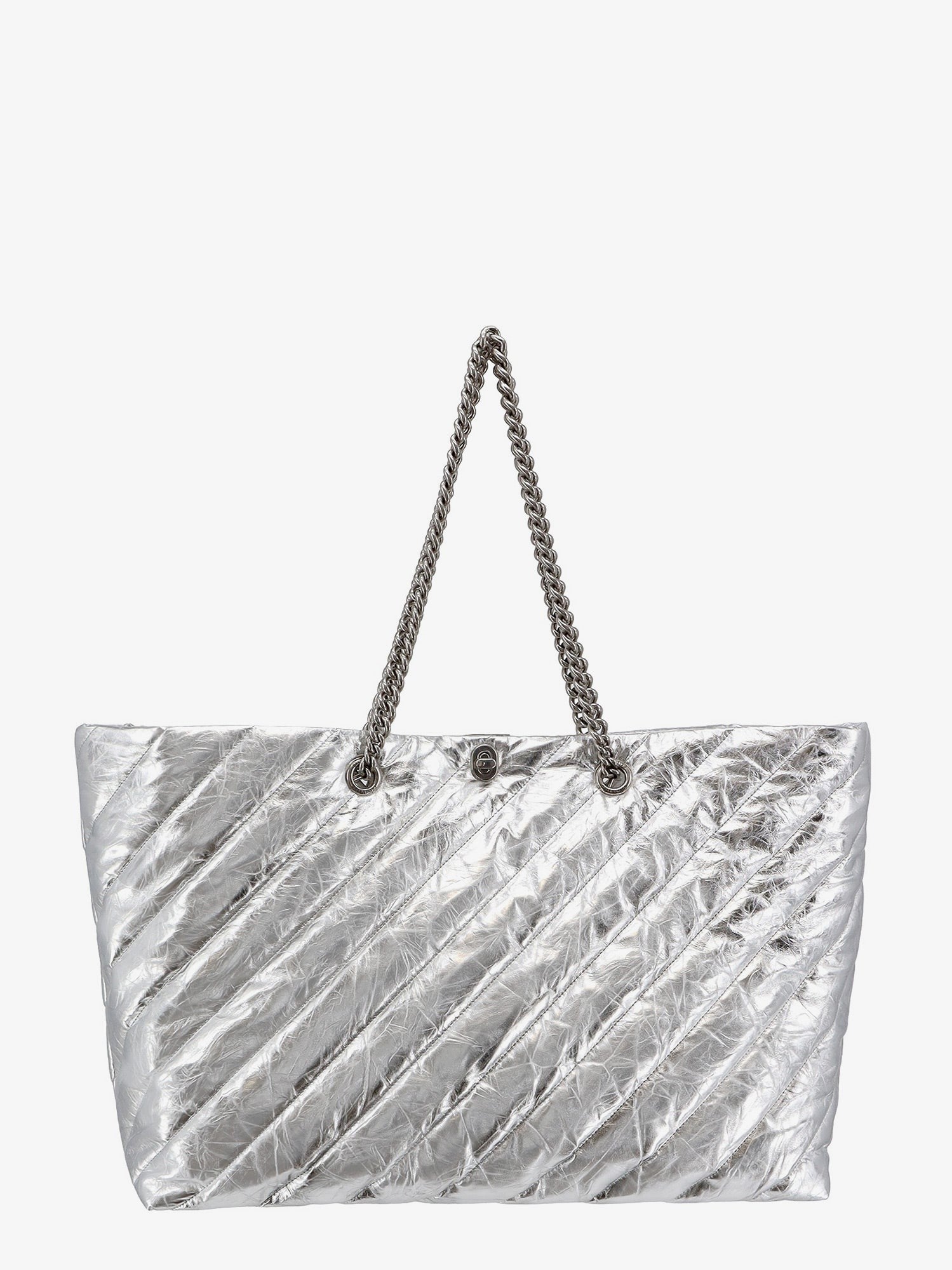 Balenciaga Vattert skulderremveske i skinn med frontmonogram