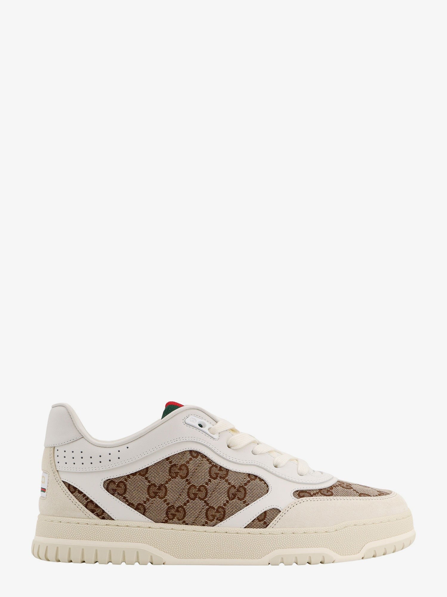 Gucci Re-Web low-top leather and suede sneakers with GG Supreme fabric inserts