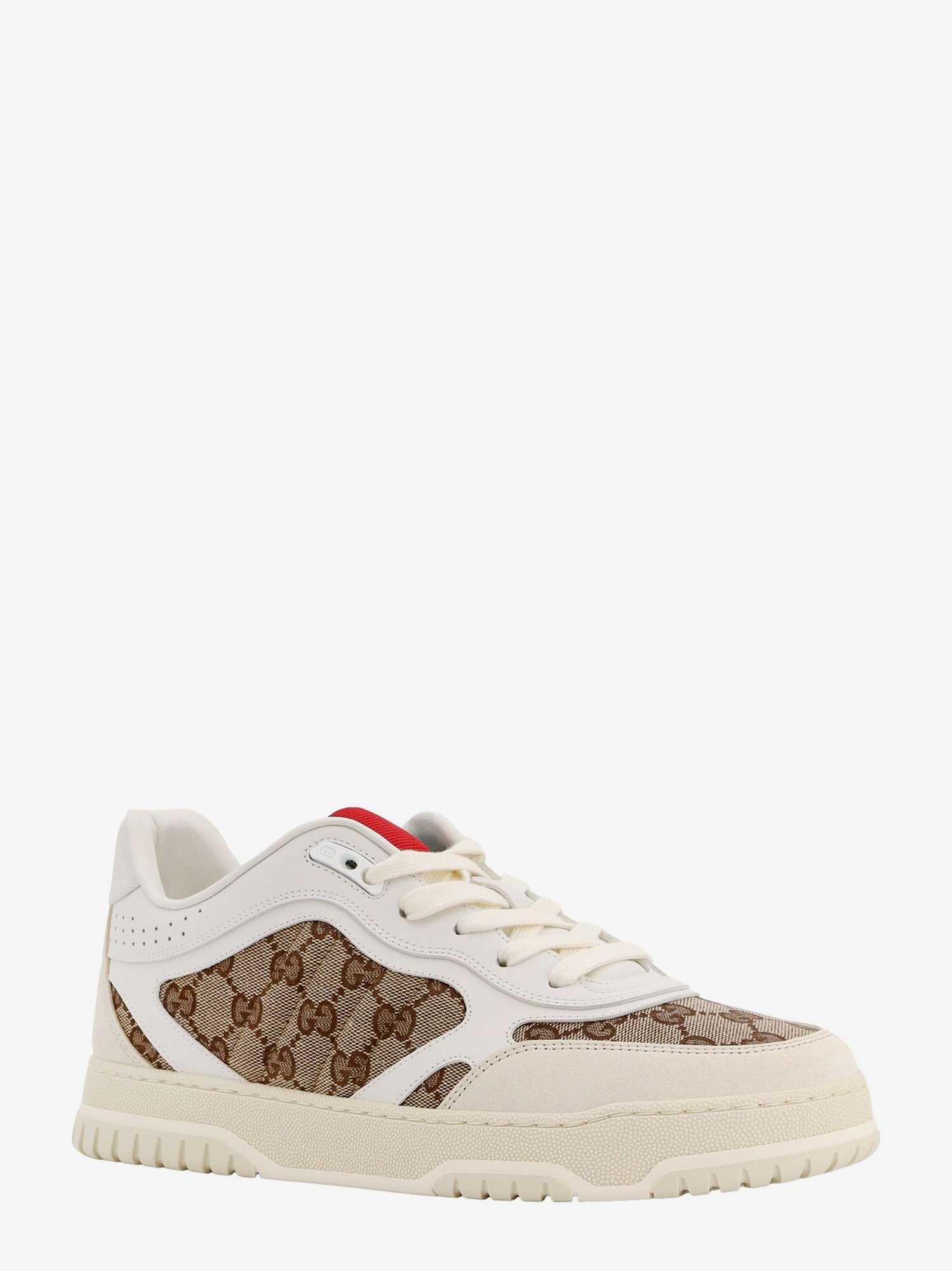 Gucci Re-Web low-top leather and suede sneakers with GG Supreme fabric inserts