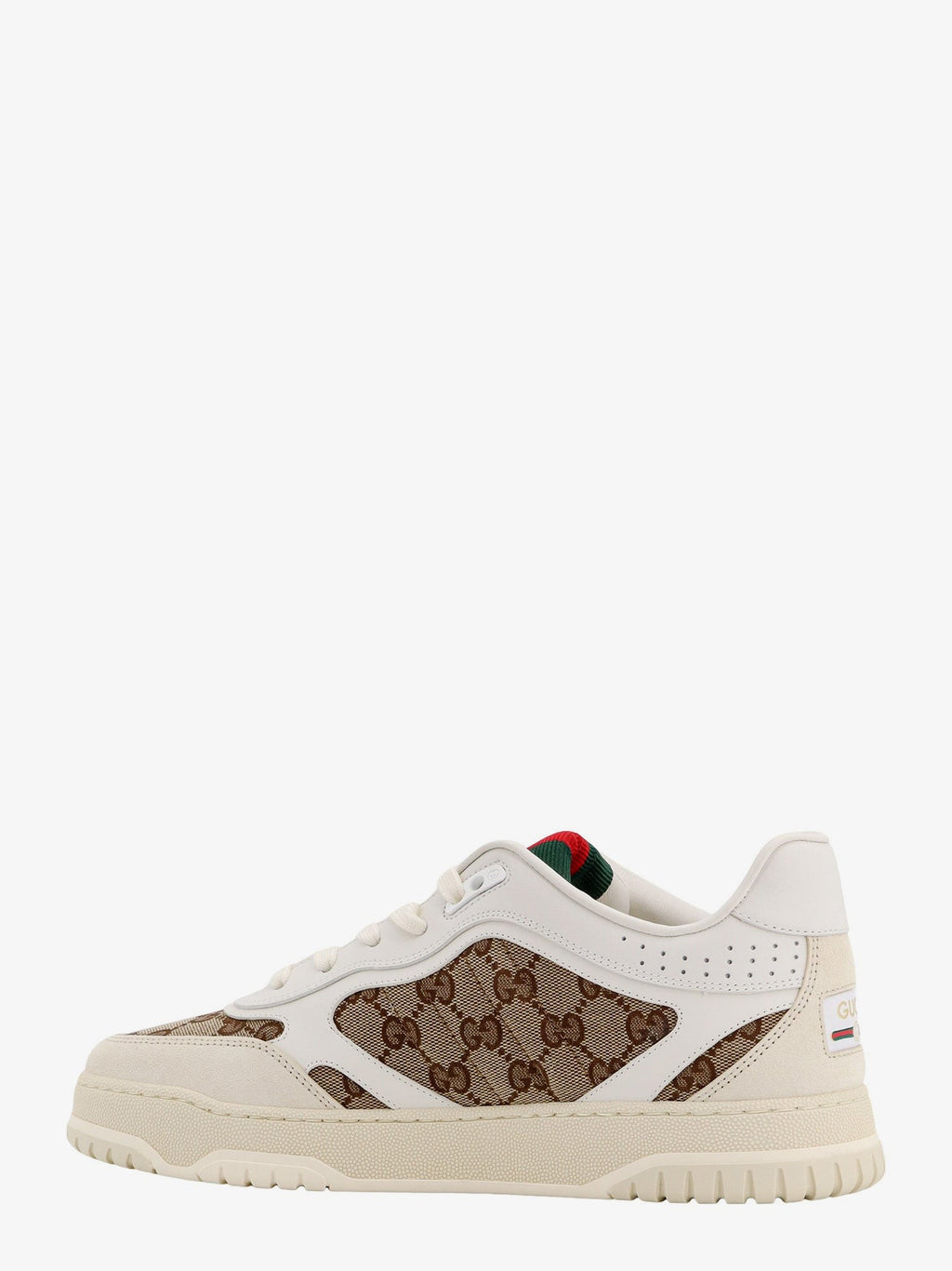 Gucci Re-Web low-top leather and suede sneakers with GG Supreme fabric inserts